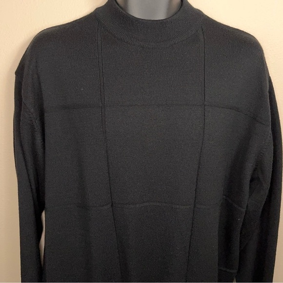 XL VINTAGE TSR MENS BLACK SWEATER LONG SLEEVE HIGH NECK KNIT ACADEMIA STRETCH - Picture 5 of 13